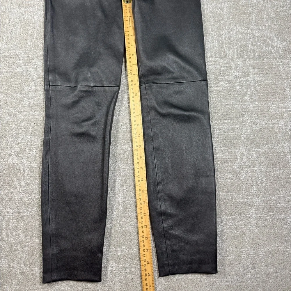Ralph Lauren Black Label Women's Black Lamb Leather Pants W/Side Zipper Sz 10 - Picture 7 of 8